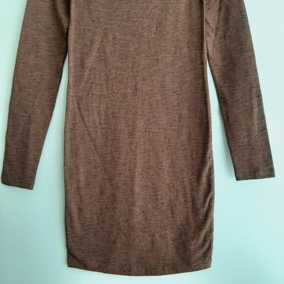 NOBO No Boundaries Cut-Out Comfy Long Sleeve Jersey Knit Mini Dress Brown Sz XS - Picture 4 of 13